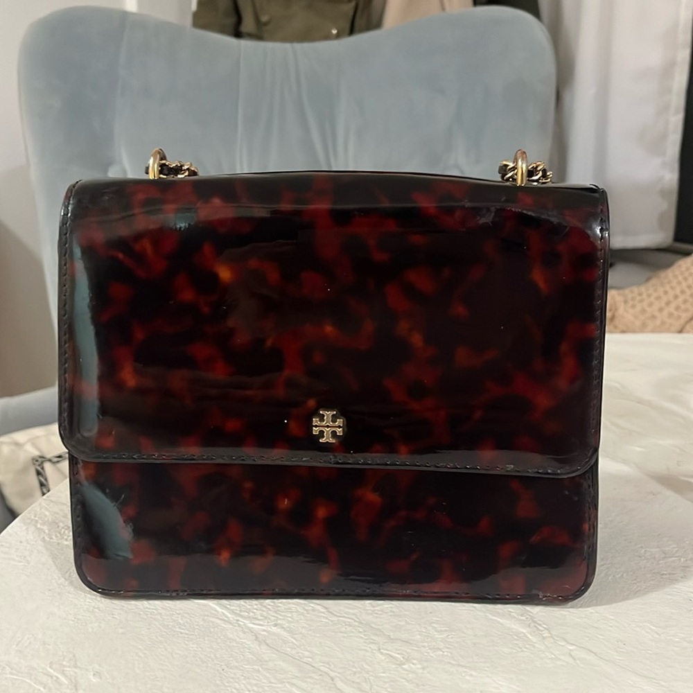 Tory Burch Patent Tortoise Crossbody Bag w/ Chain
